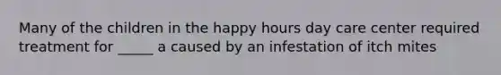 Many of the children in the happy hours day care center required treatment for _____ a caused by an infestation of itch mites