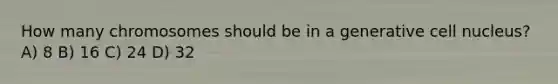 How many chromosomes should be in a generative cell nucleus? A) 8 B) 16 C) 24 D) 32