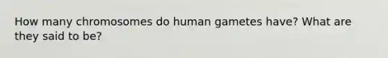 How many chromosomes do human gametes have? What are they said to be?