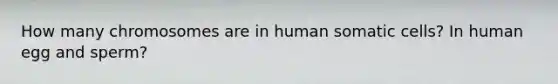 How many chromosomes are in human somatic cells? In human egg and sperm?