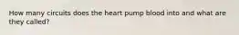 How many circuits does the heart pump blood into and what are they called?