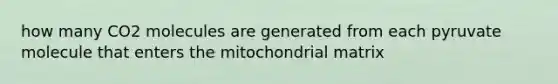 how many CO2 molecules are generated from each pyruvate molecule that enters the mitochondrial matrix