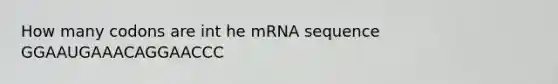 How many codons are int he mRNA sequence GGAAUGAAACAGGAACCC