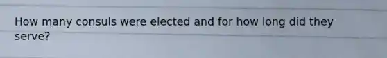How many consuls were elected and for how long did they serve?