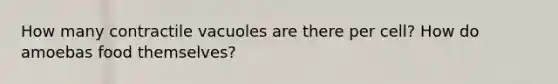 How many contractile vacuoles are there per cell? How do amoebas food themselves?