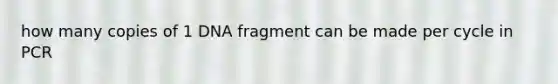 how many copies of 1 DNA fragment can be made per cycle in PCR