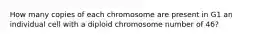 How many copies of each chromosome are present in G1 an individual cell with a diploid chromosome number of 46?