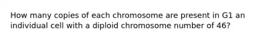 How many copies of each chromosome are present in G1 an individual cell with a diploid chromosome number of 46?