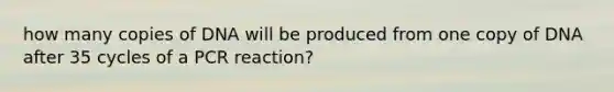 how many copies of DNA will be produced from one copy of DNA after 35 cycles of a PCR reaction?