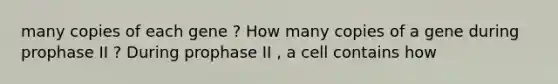 many copies of each gene ? How many copies of a gene during prophase II ? During prophase II , a cell contains how