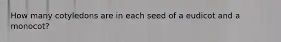 How many cotyledons are in each seed of a eudicot and a monocot?