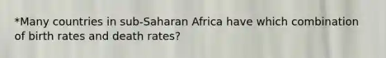 *Many countries in sub-Saharan Africa have which combination of birth rates and death rates?