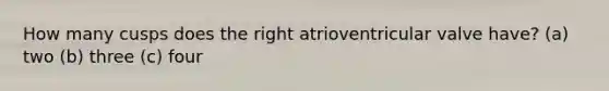 How many cusps does the right atrioventricular valve have? (a) two (b) three (c) four