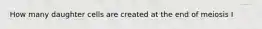 How many daughter cells are created at the end of meiosis I