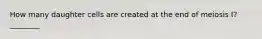 How many daughter cells are created at the end of meiosis I?________