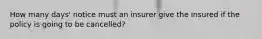 How many days' notice must an insurer give the insured if the policy is going to be cancelled?