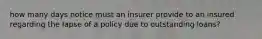 how many days notice must an insurer provide to an insured regarding the lapse of a policy due to outstanding loans?