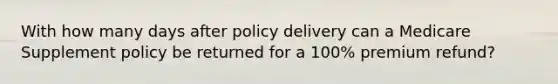 With how many days after policy delivery can a Medicare Supplement policy be returned for a 100% premium refund?