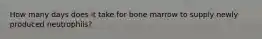 How many days does it take for bone marrow to supply newly produced neutrophils?