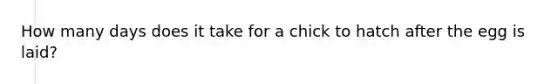 How many days does it take for a chick to hatch after the egg is laid?