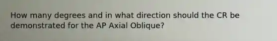 How many degrees and in what direction should the CR be demonstrated for the AP Axial Oblique?