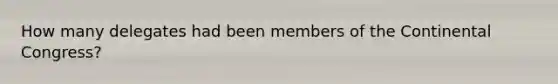 How many delegates had been members of <a href='https://www.questionai.com/knowledge/kjnO4tUwQH-the-continental-congress' class='anchor-knowledge'>the continental congress</a>?