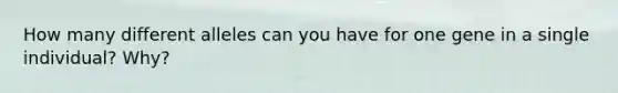 How many different alleles can you have for one gene in a single individual? Why?