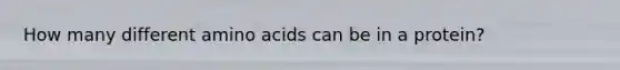 How many different <a href='https://www.questionai.com/knowledge/k9gb720LCl-amino-acids' class='anchor-knowledge'>amino acids</a> can be in a protein?