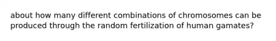 about how many different combinations of chromosomes can be produced through the random fertilization of human gamates?