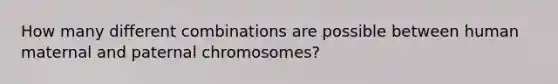 How many different combinations are possible between human maternal and paternal chromosomes?