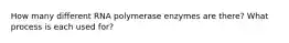 How many different RNA polymerase enzymes are there? What process is each used for?