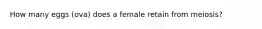 How many eggs (ova) does a female retain from meiosis?