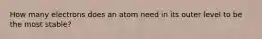 How many electrons does an atom need in its outer level to be the most stable?