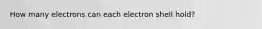 How many electrons can each electron shell hold?