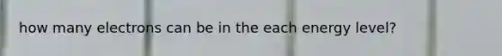 how many electrons can be in the each energy level?