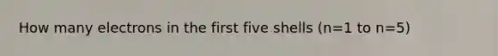 How many electrons in the first five shells (n=1 to n=5)