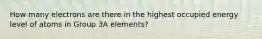 How many electrons are there in the highest occupied energy level of atoms in Group 3A elements?