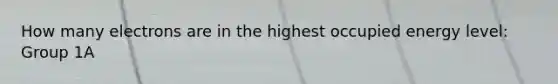 How many electrons are in the highest occupied energy level: Group 1A