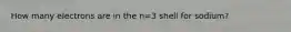 How many electrons are in the n=3 shell for sodium?