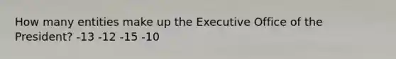 How many entities make up the Executive Office of the President? -13 -12 -15 -10