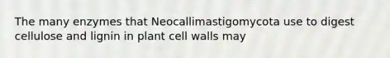 The many enzymes that Neocallimastigomycota use to digest cellulose and lignin in plant cell walls may