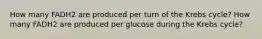 How many FADH2 are produced per turn of the Krebs cycle? How many FADH2 are produced per glucose during the Krebs cycle?