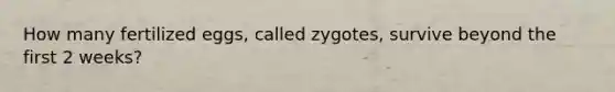 How many fertilized eggs, called zygotes, survive beyond the first 2 weeks?