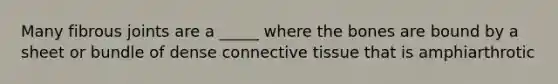 Many fibrous joints are a _____ where the bones are bound by a sheet or bundle of dense connective tissue that is amphiarthrotic