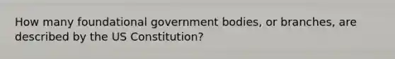 How many foundational government bodies, or branches, are described by the <a href='https://www.questionai.com/knowledge/koEeQKlIbP-us-constitution' class='anchor-knowledge'>us constitution</a>?