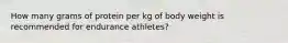 How many grams of protein per kg of body weight is recommended for endurance athletes?