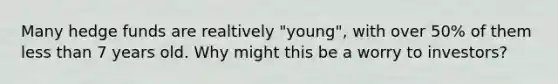 Many hedge funds are realtively "young", with over 50% of them less than 7 years old. Why might this be a worry to investors?