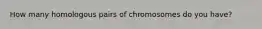 How many homologous pairs of chromosomes do you have?