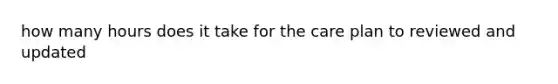 how many hours does it take for the care plan to reviewed and updated