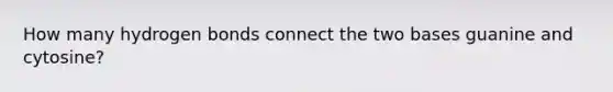 How many hydrogen bonds connect the two bases guanine and cytosine?